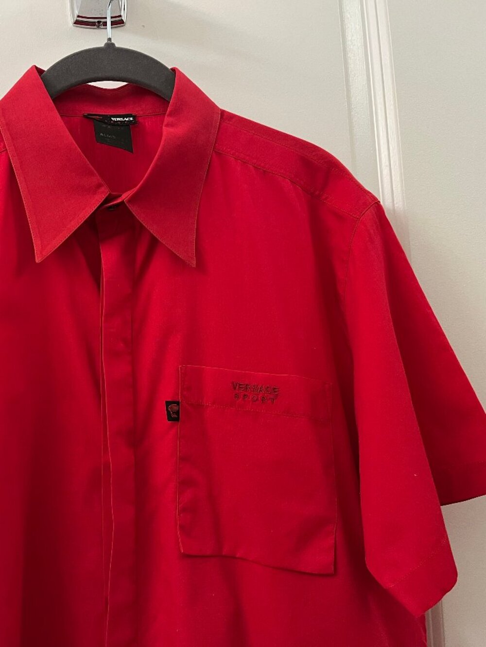 Versace Sport Men's Vintage Red Short Sleeve Button Down Alias  S.p.A. SZ  Large